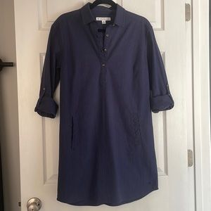Southern Tide Navy Blue Seersucker shirt dress